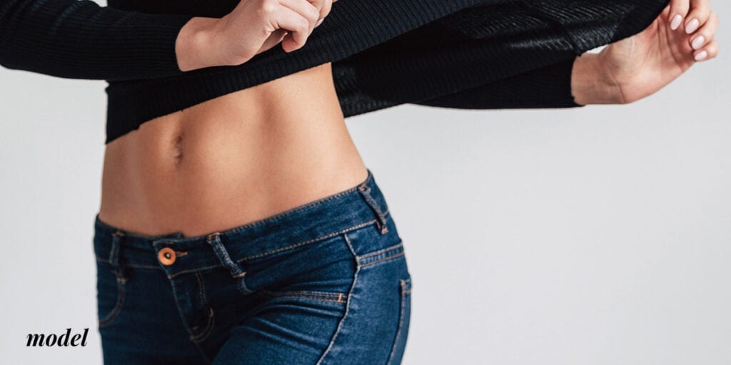 Close Up of Female's Flat Tummy With No Love Handles